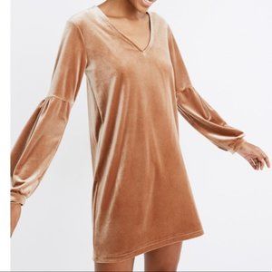 Madewell NWOT Velvet Gold/Tan Balloon Sleeve Dress